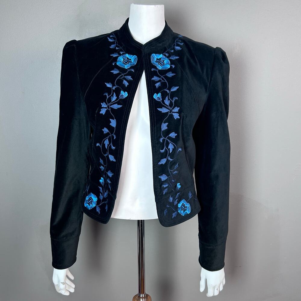 Lucky‎ Brand velvet jacket medium vtg bolero western boho embroidered whimsigoth